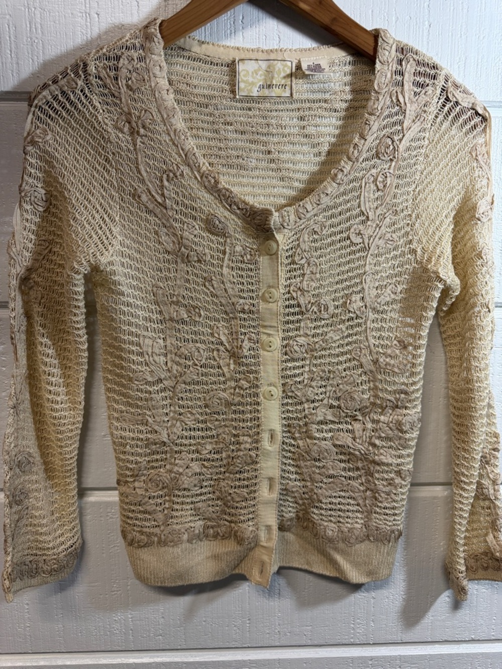 Anthropologie Guinevere oatmeal linen blend cardigan